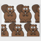 Papier Cadeau Cute Cartoon Beaver Funny Bois Animal (Plat)