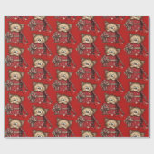 Papier Cadeau Cute Cartoon Kitten in a Box with Hearts Pattern (Plat)