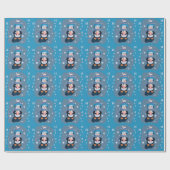 Papier Cadeau Cute Cartoon Penguin Blue Holidays Wrapping Paper (Plat)