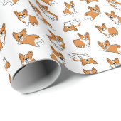 Papier Cadeau cute cartoon pet dog corgis pattern (Coin rond)