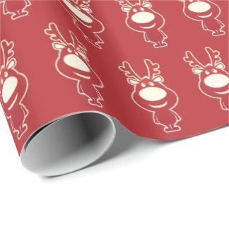 Papier Cadeau Cute Cartoon Rudolph Red Pattern