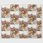 Papier Cadeau Cute Cat Animal Pet Looking Up at You (Plat)