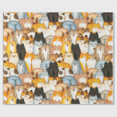 Papier Cadeau Cute Cat Crowd Wrapping Paper for Cat Lovers (Plat)