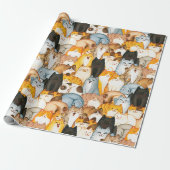 Papier Cadeau Cute Cat Crowd Wrapping Paper for Cat Lovers (Déroulé)