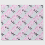 Papier Cadeau Cute Cat rose plume (Plat)