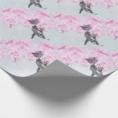 Papier Cadeau Cute Cat rose plume (Coin)
