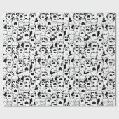 Papier Cadeau Cute Cats Paws Motif noir blanc (Plat)