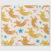 Papier Cadeau Cute cats seamless pattern with stars funny drawin (Plat)