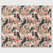 Papier Cadeau Cute Cavalier King Charles Floral Pattern (Plat)