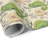 Papier Cadeau Cute chameleon Lizard  (Coin rond)