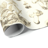 Papier Cadeau Cute champignons Frog Snail Forest Beige Motif (Coin rond)