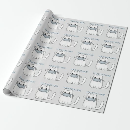 Papier Cadeau Cute chat avec poisson Prix (Déroulé)
