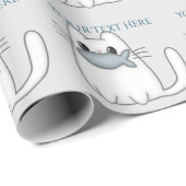 Papier Cadeau Cute chat avec poisson Prix (Coin rond)