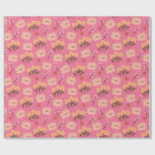 Papier Cadeau Cute Chat et Fleurs (Plat)