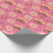 Papier Cadeau Cute Chat et Fleurs (Coin)