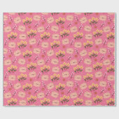 Papier Cadeau Cute Chat et Fleurs (Plat)