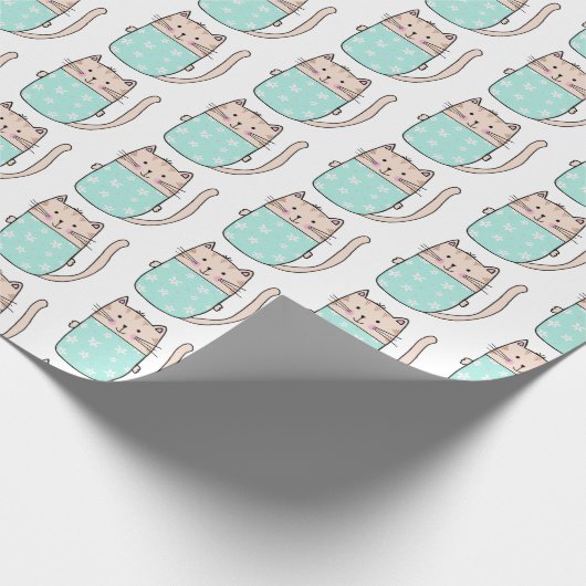 Papier Cadeau Cute Chat Filles Motifs Anniversaire (Coin)