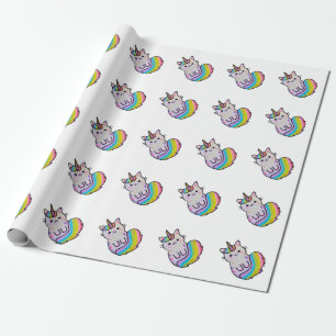 Papier Cadeau Cute chat licorne arc-en-ciel