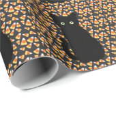 Papier Cadeau Cute chat noir Candy maïs motif Halloween fun (Coin rond)