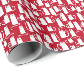 Papier Cadeau Cute chat rouge et blanc (Coin rond)