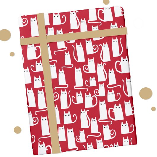 Papier Cadeau Cute chat rouge et blanc
