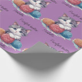 Papier Cadeau Cute chaton aquarelle avec fils nom personnalisé (Coin)