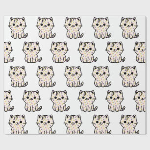 Papier Cadeau Cute chaton floral