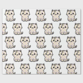 Papier Cadeau Cute chaton floral