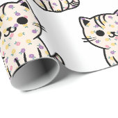 Papier Cadeau Cute chaton floral (Coin rond)