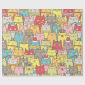 Papier Cadeau Cute chats de Noël (Plat)