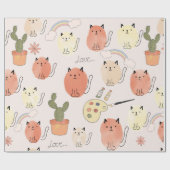 Papier Cadeau Cute chats sans couture motif (Plat)