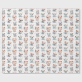 Papier Cadeau Cute chatte aquarelle - (Plat)