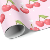 Papier Cadeau Cute Cherry 1ère fête d'anniversaire (Coin rond)