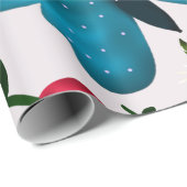 Papier Cadeau Cute Cherry Butterfly Pattern, Glossy Kawaii Fruit (Coin rond)