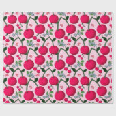 Papier Cadeau Cute Cherry  Pattern, Glossy Kawaii Fruit (Plat)