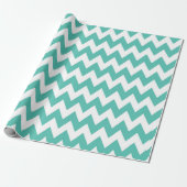 Papier Cadeau Cute Chic Turquoise Turquoise Chevron Zigzag Impri (Déroulé)