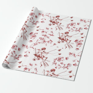 Papier Cadeau Cute Chic Vintage Cupid Angel Rouge Floral Toile