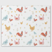 Papier Cadeau Cute Chickens Hens and Baby Chicks (Plat)
