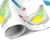 Papier Cadeau Cute chickens watercolor art (Coin rond)