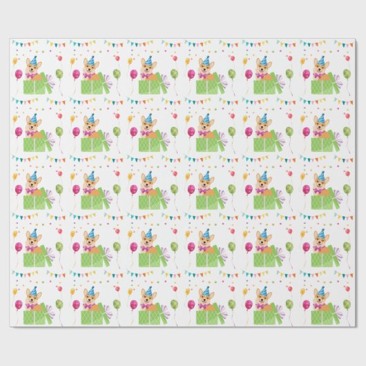 Papier Cadeau Cute Chien Chiot Puppy Theme Fête d'Anniversaire d (Plat)
