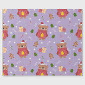 Papier Cadeau Cute Christmas Bear Pattern | Cozy Holiday Winter (Plat)