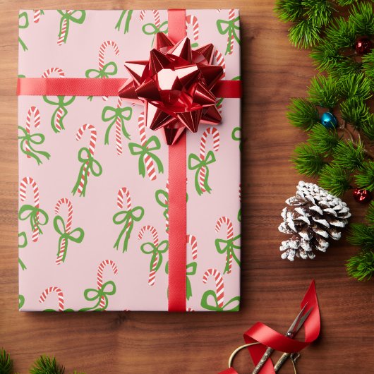 Papier Cadeau Cute Christmas Candy Canes Xmas Holiday