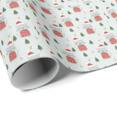 Papier Cadeau Cute Christmas Cat Pattern – Festive Holiday  (Coin rond)