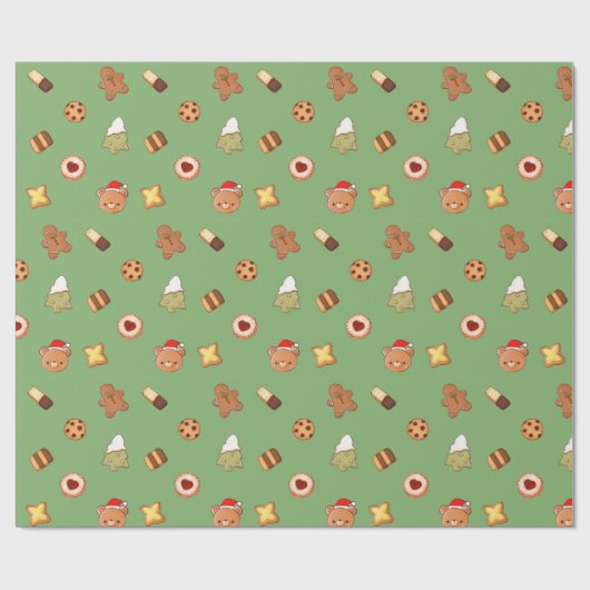 Papier Cadeau Cute Christmas Cookies Happy Holiday Biscuits (Plat)