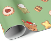 Papier Cadeau Cute Christmas Cookies Happy Holiday Biscuits (Coin rond)