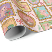 Papier Cadeau Cute Christmas coquette axolotl wrapping paper  (Coin rond)
