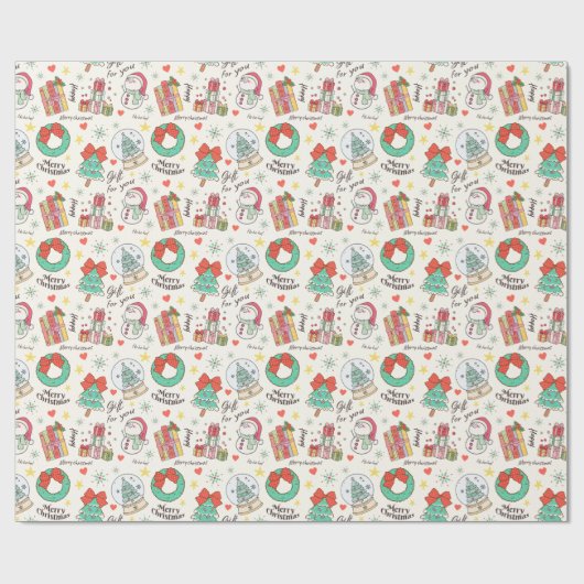 Papier Cadeau Cute Christmas Gift Icon Pattern in Light White (Plat)