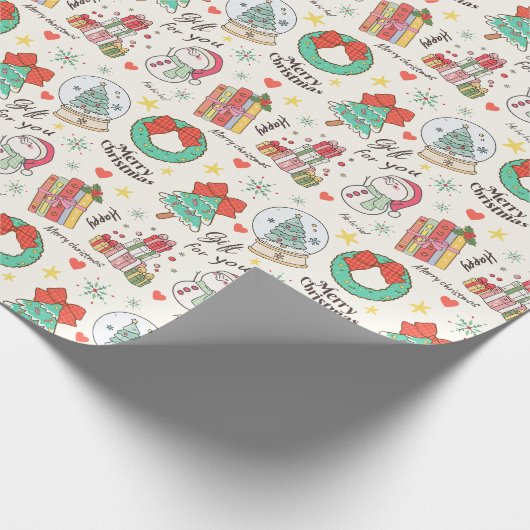 Papier Cadeau Cute Christmas Gift Icon Pattern in Light White (Coin)