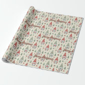 Papier Cadeau Cute Christmas Gnome Pattern Wrapping Paper (Déroulé)