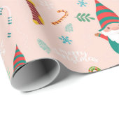 Papier Cadeau Cute Christmas Gnomes (Coin rond)
